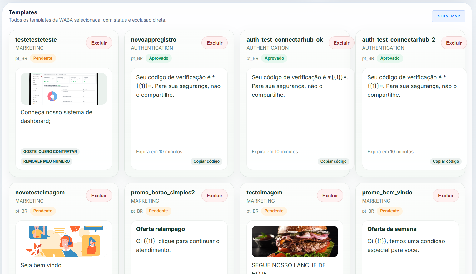 Gestão de templates